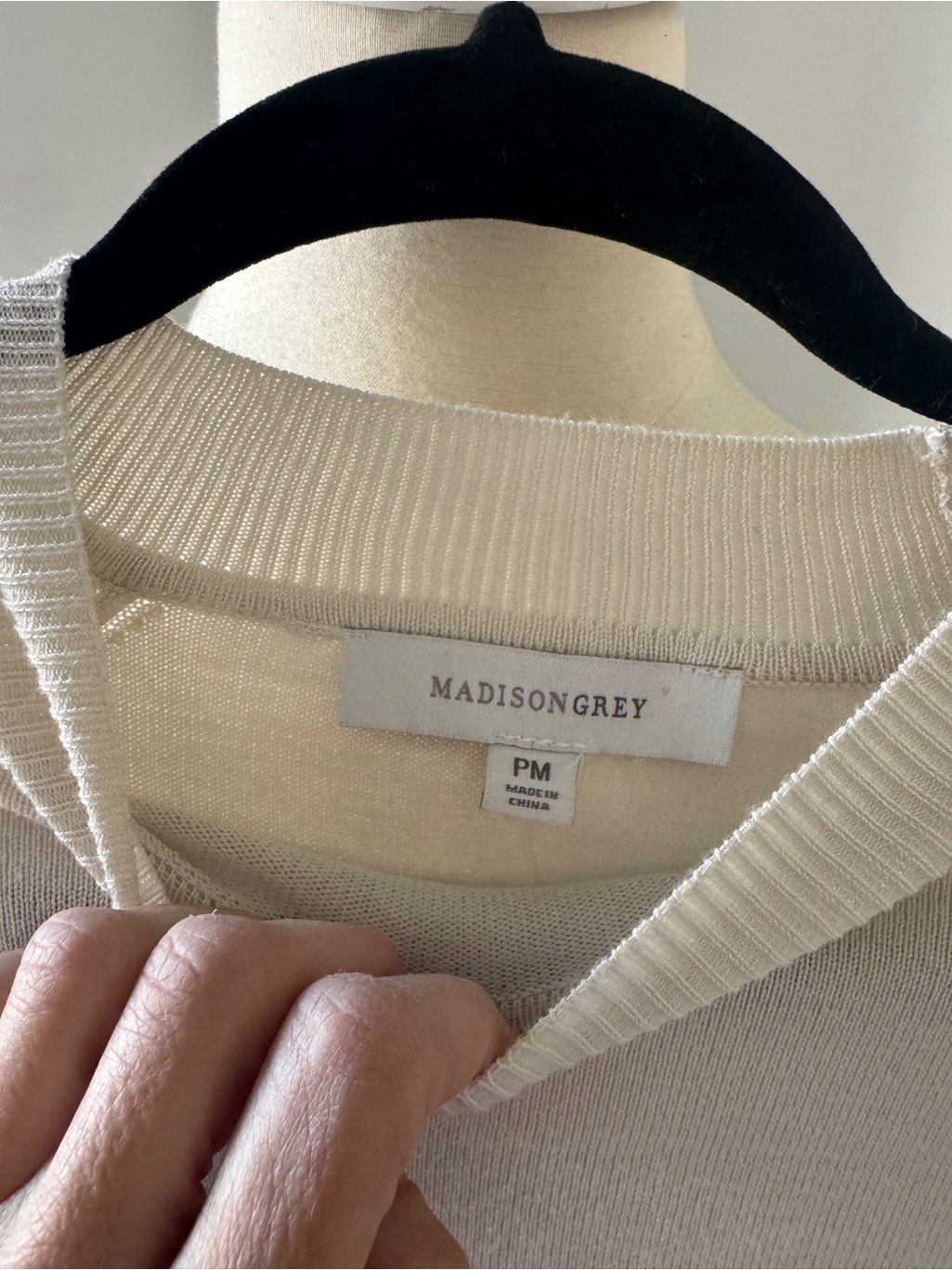 Madison Grey White Petite Embellished Pearl Sweater | Off White | Nwt — image 3 of 6